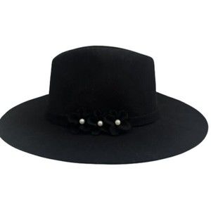 LAUNDRY BY SHELLI SEGAL Womens Black Wide Brim Hat Wool Nomad Boho One Size New